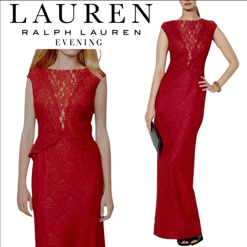 Red Lace Lauren Ralph Lauren Gown